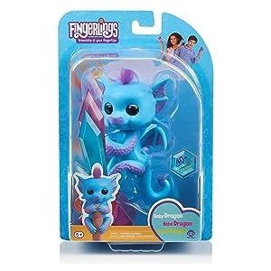 WowWee Fingerlings draak blauw met paarse glitter Tara - 3581 / interactief speelgoed, reageert op geluiden, bewegingen en aanrakingen