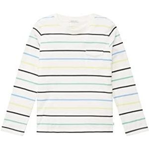 TOM TAILOR Jongens 1033086 Longsleeve T-Shirt, 30363-Off White Multicolor Stripe, 128/134