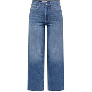 ONLY Dames Jeans met wijde pijpen ONLANN-Madison Hoge Taille Verkort Jeans, blauw (medium blue denim), XL / 30L