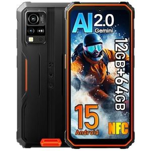 Blackview BV4800SE Android 15 Téléphone Portable Incassable 2025, 12GB+64GB/2TB Telephone Débloqué, 5100mAh, 16MP Camera, 6.56"" HD+ Smartphone Incassable, Dual SIM 4G,GPS,NFC,OTG,FM,Gemini AI, Orange