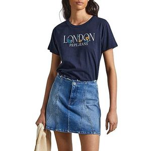 Pepe Jeans Fluwelen T-shirt voor dames, Blauw (Dulwich), M