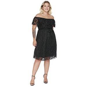 Trendyol dames Mini standaard normale plus size jurk jurk, Zwart, 50 Stor