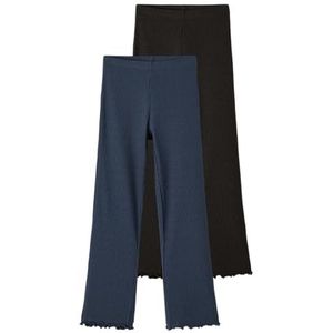 Bestseller A/S Meisjes NKFVEMMA 2P Pant K1 broek, Dark Sapphire/Pack: Black, 158, Dark Sapphire/Pack:black, 158 cm