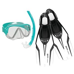 Nateeva Keewee Snorkelmasker en zwemvliezen, set bestaande uit masker, mondstuk en snorkelvinnen voor volwassenen, wit, M/L