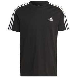 adidas Heren Essentials Single Jersey 3-Stripes Tee, Black/White, S Short