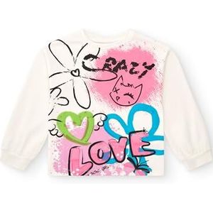 Wit T-shirt met graffiti-print voor meisjes, collectie Crazy Feelings, maat 7 jaar