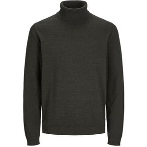 JACK & JONES Jjebasic gebreide trui voor heren, met rolkraag, Forest Night/Detail: twisted W. Black, XS