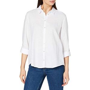 ESPRIT Van linnenmix: Oversized blouse, wit, 32