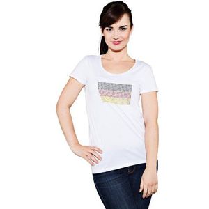 edc by ESPRIT Dames T-shirt fem vlag tee, wit (White Colourway 199), XS