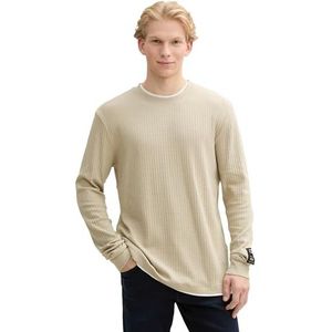TOM TAILOR Denim T-shirt voor heren, 35723 - Beige Abbey Stone, M