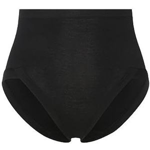 Ulla Popken Grote maten dames grote maat tot 58+, kantoorslip, jersey-onderbroek, effen, basic ondergoed, snijdt niet, 497459, zwart (10), 42-44