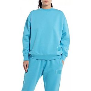 Replay Dames sweatshirt katoen Second Life Collection, blauw (Horizon Azure 202), XS, 202 Horizon Azure, XS