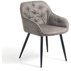 Oresteluchetta Set van 2 gestoffeerde stoelen Queen Grey, PU-leer, grijs, L.56 P.59 H.78, 2 stuks