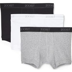 2(X) IST Heren Essential Cotton No Show Trunk 3-Pack, Wit/Zwart/Grijs Heather, L