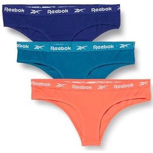 Reebok Damesslips in lila/oranje/blauw, microvezelband, comfortabel en rekbaar sport-fitnessondergoed, verpakking van 3 stuks, paars/oranje/blauw, S