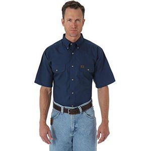 Wrangler Riggs Workwear Heren Riptop Werkshirt met korte mouwen, marineblauw, L