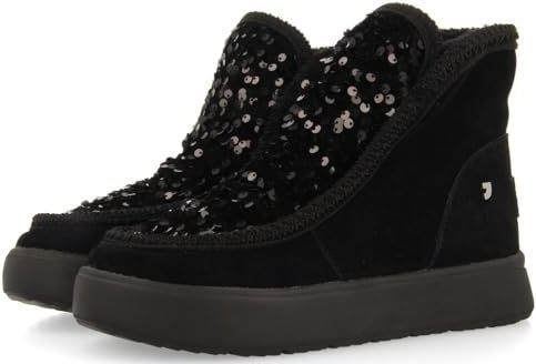 Gioseppo - Stark - Veterboots - Zwart - Leer - Pailletten - Bontvoering