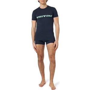 Emporio Armani Heren Stretch Katoen Megalogo T-shirt+Trunk, Marine, S, Marinier, S