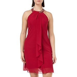 Gina Bacconi Dames Kralen Halterhals Chiffon Jurk Cocktail, Rood, 36