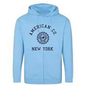 AMERICAN COLLEGE USA Sweatshirt met print, warme kleding, uniseks, kinderen, jongens en meisjes, casual, model ACSZW4, hemelsblauw, 12 jaar, Turkoois, 12 ans