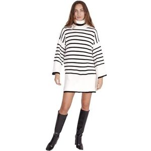 SOHUMAN Neblavestido jurk, zwart/wit, XL voor dames, Zwart Wit