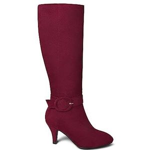 Joe Browns Vrouwen Gesp Detail Microsuede knie hoge laarzen mode, diep rood, 9 UK, Diep Rood, 9 UK Wide