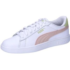 PUMA Smash 3.0 L Jr, sneakers voor kinderen, uniseks, Puma wit/roze/pistachegroen, 35.5 EU