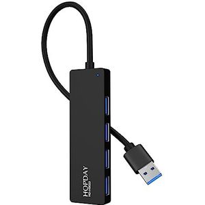 HOPDAY USB 3.0 datahub, ultradun, 4 USB-hub, hoge snelheid USB 3.0-hub voor Macbook, Mac Pro/Mini, Mac, Surface Pro, XPS, USB-stick, notebook pc, draagbaar, externe harde schijven
