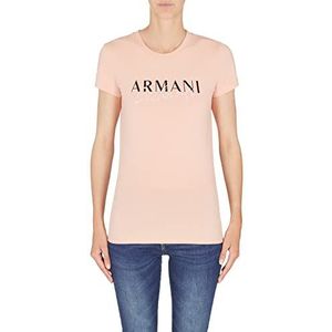 Armani Exchange Dames Sustainable, Slim Fit, Bold and Italics Logo Print T-Shirt, Bloom, Extra Small, Bloom., XS