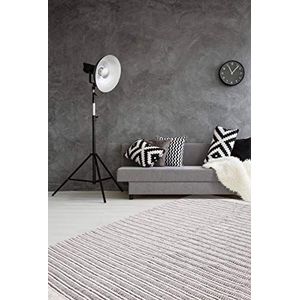 Franjetapijt, handgeweven strepen look, hoogwaardig klassiek tapijt grijs