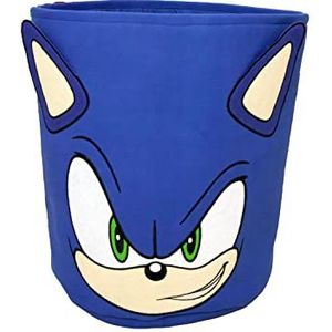 Character World Sonic the Hedgehog Officiële opbergbak, Sonic Head Design, speelgoeddoos, wasmand, organizer voor kinderkamer, speelkamer, 38 x 31 x 31 cm, katoenen canvas