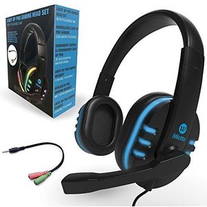 iWotto Gaming-hoofdtelefoon, ruisonderdrukking, hoofdtelefoon met flexibele microfoon, comfortabele RGB-verlichting voor PS4, Xbox One, pc, tablet
