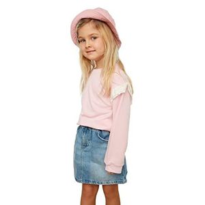 Trendyol Dames Roze Brodel Girl gebreid slank sweatshirt, roze, 4-5 leeftijd