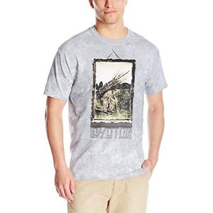 Liquid Blue Mannen Led Zeppelin Man met Sticks T-shirt met korte mouwen, Lichtgrijs, L