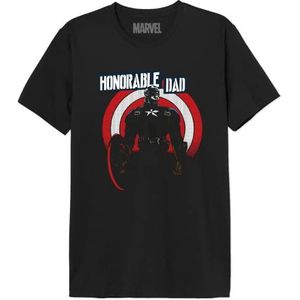 Marvel MEMARCOTS314 T-shirt voor heren ""Honorable Dad Captain America"", zwart, maat 3XL, Zwart, 3XL
