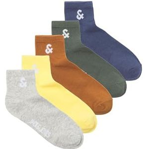 JACMILO Short Tennis Socks, pak van 5, Vintage Indigo/Pack: ananas slice - Meerkat - Laurel wreath - LGM, One Size