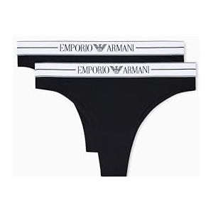 EMPORIO ARMANI Dames Everyday Cotton 2-Pack Braziliaanse halve slip, zwart, S, Zwart, S