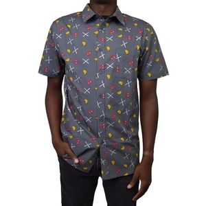Marvel Heren Button Down Shirt, Charcoal Deadpool Party, Large, Houtskool Deadpool Party, L