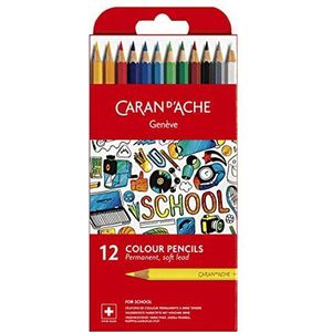 Caran d'Ache 1291.712 kleurpotloden SCHOOL, permanent, 12 stuks kartonnen etui