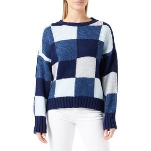 Trendyol Dames geruit/geruit lange mouwen plus size sweater, Donkerblauw, L Grote maten