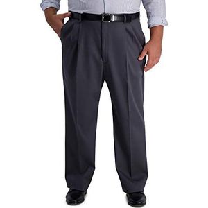 Haggar Men's B&T Iron Free Premium Khaki Classic Fit Pleat Front Expandable Waist Pant