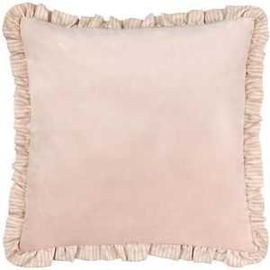 Wylder Solene Ruffle Mat Fluweel Polyester Gevuld Kussen - Roze - 45x45cm
