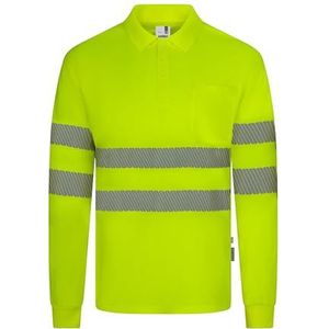 VELILLA 305534; Poloshirt van gerecycled polyester, effen, lange mouwen, segmentband, neongeel, maat L, Fluor geel, L