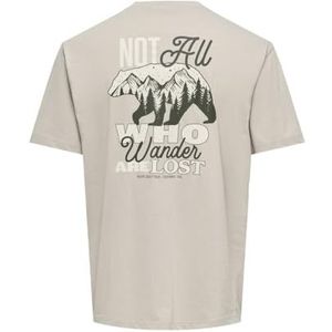ONLY & SONS Heren T-shirt, Zilvervoering., M
