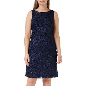 Gina Bacconi Rosette Shift jurk voor dames, met langwerpige chiffon cascade-jas, cocktailjurk, marineblauw, 38