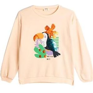 Koton Sweatshirt voor meisjes, lange mouwen, ronde hals, sequined katoen, oranje (201), 6-7 jaar