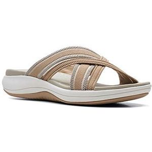 Clarks Mira Isle Slide sandaal voor dames, Zand Combi Textiel, 35.5 EU