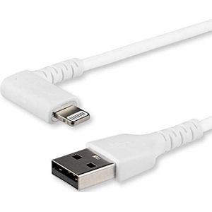 StarTech.com Premium USB-A naar Lightning Kabel 2m Wit - Robuuste 90° haakse USB Type A naar Lightning Charge & Sync Oplaadkabel met Aramide Vezels - Apple MFi Cert. - iPhone (RUSBLTMM2MWR)