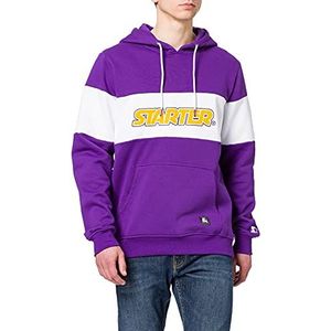 STARTER BLACK LABEL Heren Starter Block Hoody Hoodie, Real Violet/Wit, XXL