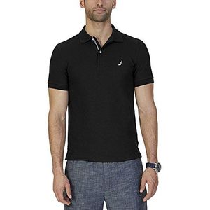 Nautica Men's Slim Fit Short Sleeve Solid Polo Shirt, True Black, Large